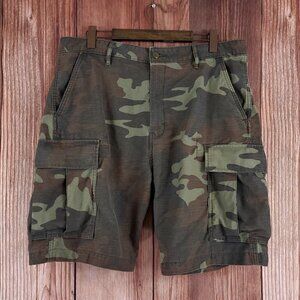 *Flaw* Levis Mens 36 Woodland Camouflage Camo Cargo Shorts Heavy Canvas Cotton